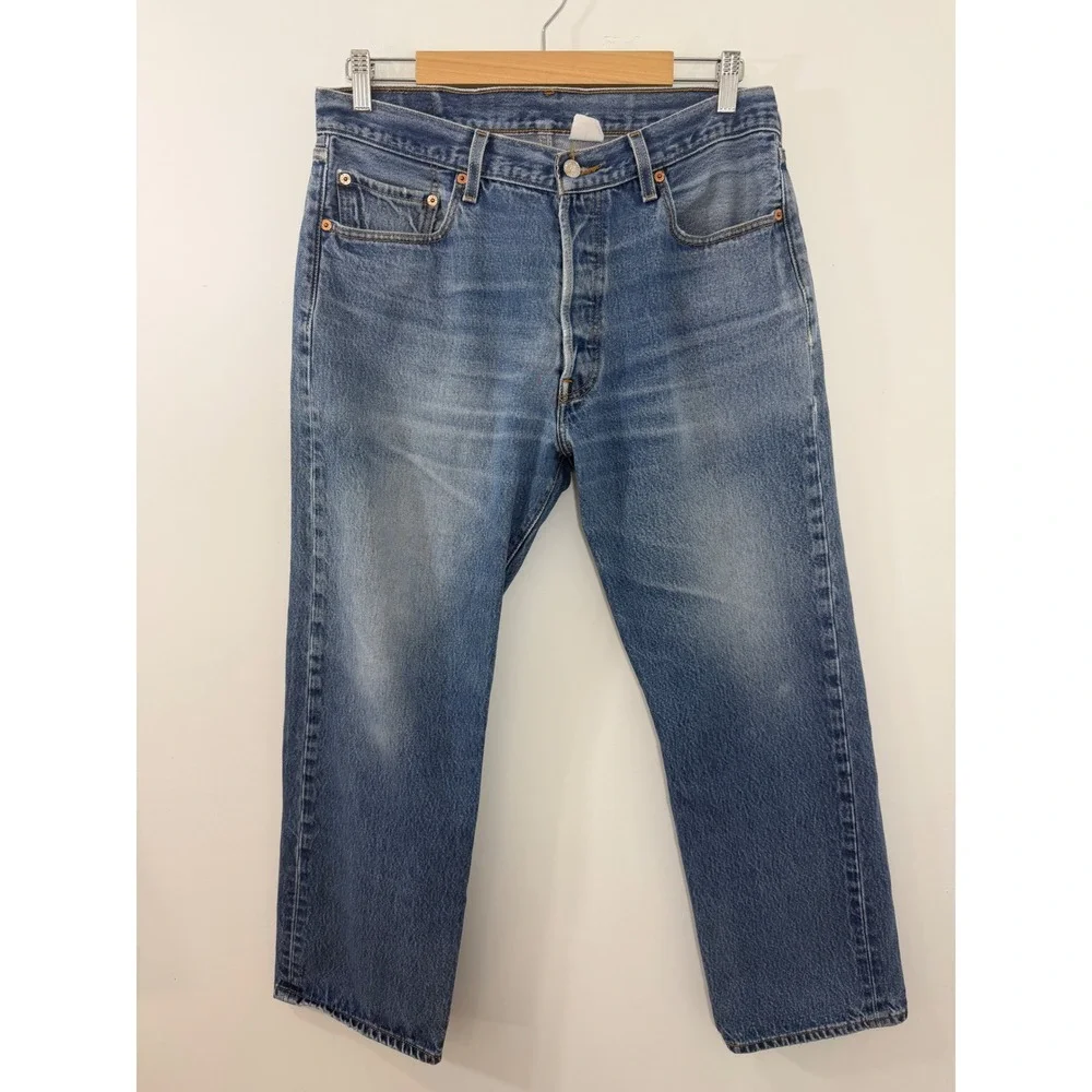 Levis 501XX Mens Straight Leg Button Fly Blue Denim Jeans 34x28 Made in Mexico